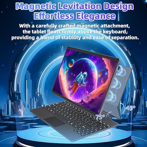 【Win 11 Pro/Office 2019】2-in-1 Convertible Laptop, 14" 2.2K Touchscreen, Detachable Magnetic Keyboard, 12th Gen Alder Lake-N95, 16GB DDR5 RAM, 512GB/1TB SSD, HD Camera, Cooling Fan, Type-C (512G SSD)