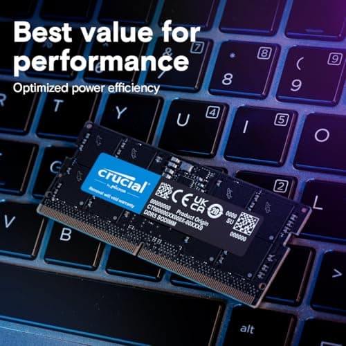 Crucial 16GB DDR5 RAM, 5600MHz (or 5200MHz or 4800MHz) Laptop Memory, SODIMM 262-Pin, Compatible with 13th Gen Intel Core and AMD Ryzen 7000 - CT16G56C46S5