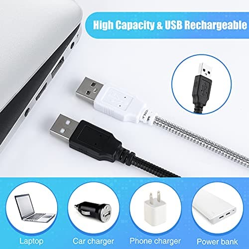 Mudder 2 Pieces USB LED Light for Laptop Keyboard Light Gooseneck Computer Lamp Flexible Stick Dimmable LED Lamp Touch Switch for Reading Book(Black, Blue)
