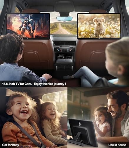 15.6 inch 4K Android Car TV Headrest Monitor for Cars Back seat Rear Entertainment System, Support Wireless Phone Link Touch Screen,with WiFi/Bluetooth/HDMI/USB/Video Player 4G+64G (2*PCs)