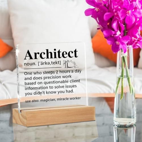 Architect Gifts for Men Women, Funny Architecture Architectural Engineering Gifts, Architect Definition Clear Desk Decorative Sign Office Home Acrylic Decor