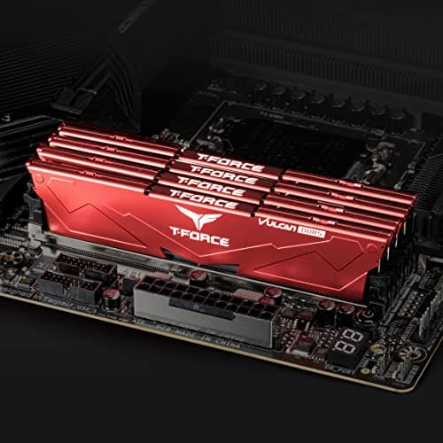 TEAMGROUP T-Force Vulcan DDR5 32GB (2x16GB) 6000MHz (PC5-48000) CL38 Intel XMP 3.0 & AMD Expo Compatible Desktop Memory Module Ram Red FLRD532G6000HC38ADC01
