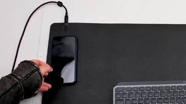 Wireless Charging Mouse Pad Firelison 2 in 1 Leather Multifunctional Office Desk Pad with Non-Slip Rubber Base, Waterproof Desk pad for Computers/Office/Work/Home/Decor（ 36" x 17"Grey - R）