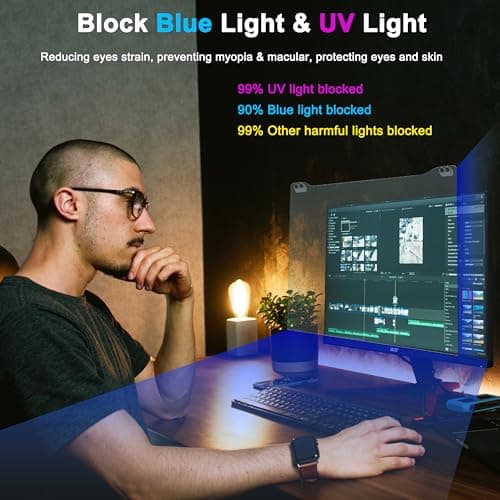 ZYY 2 Pack 23-24 Inch Computer Screen Blue Light Blocker for Diagonal 23,23.6,23.8,24 Inch Monitor, UV Blocking Filter(21 1/4x13 3/8) for Eye Strain,Hanging Anti Blue Light Screen Protector
