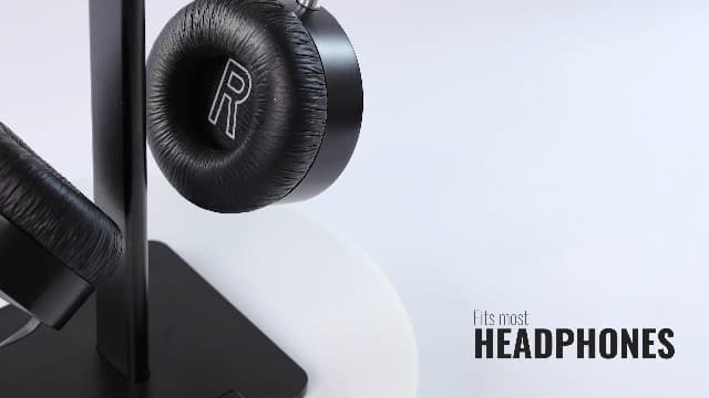 Headset Stand - Headphone Holder for Desk with Aluminum Hanger Compatible with All Over-Ear On-Ear Computer Xbox One PS5 PS4 PC Game Telephone Headsets (Black)