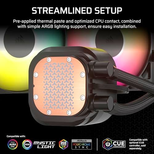 CORSAIR Nautilus 360 RS ARGB Liquid CPU Cooler – 360mm AIO – Low-Noise – Direct Motherboard Connection – Daisy-Chain – Intel LGA 1851/1700, AMD AM5/AM4 – 3X RS120 ARGB Fans Included – Black
