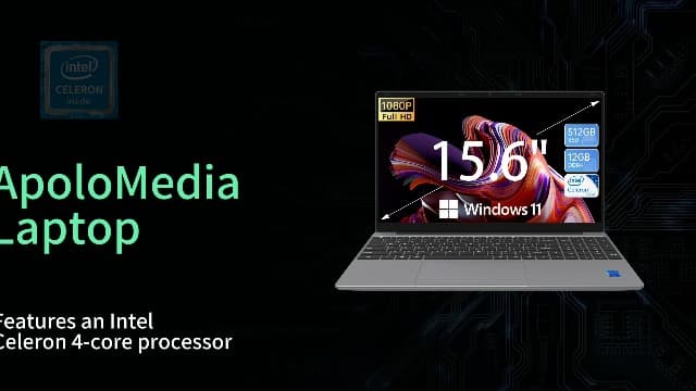Laptop Computer 15.6'' HD Display, Intel UHD Graphics, Intel Celeron N5095 4-Core Processor, 12GB RAM, 512GB SSD up to Expandable 1TB, WiFi, 180°Open Angle, Windows 11 Laptop, Gray