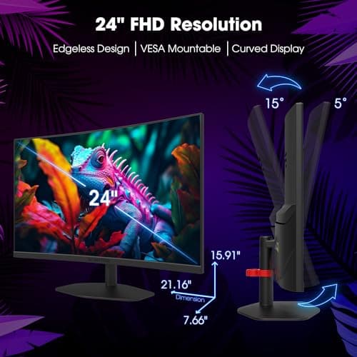 Sceptre Curved 24-inch Gaming Monitor 1500R DisplayPort HDMI X2 Eye Care 100% sRGB Build-in Speakers, 1ms 100Hz Machine Black 2024 (C248W-FW100T Series)