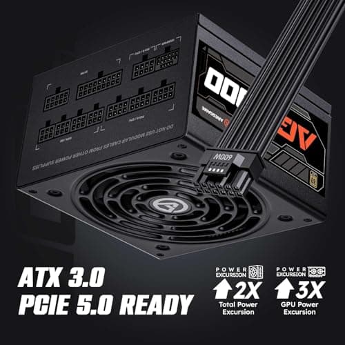 AGT Series 1000W Power Supply, 80+ Gold Certified, Fully Modular, FDB Fan, Compact 140mm Size, 10 Year Warranty, ATX Gaming Power Supply