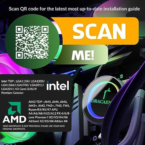 Dracaena.io AIO CPU Cooler, Color Change Remote, 240mm Radiator, ARGB PWM Fans Quiet Less Than 27DBA, Compatible with AMD AM5/AM4-Intel LGA 1700/1200/115X, Leakproof Technology, High Flow Pump, White