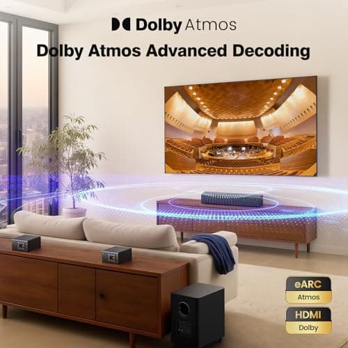 Miroir 5.1 Sound Bar for TV with Dolby Atmos & Wireless Subwoofer, 410W Bluetooth Soundbar for Smart TV, Immersive 3D Sound Home Theater System with Adjustable Surround Bass, for HDMI eARC
