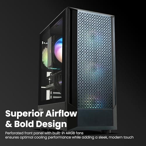 Zalman FIT Mid Tower ATX PC Case - 4 x Pre-Installed ARGB Fans, Swing Door Tempered Glass, USB 3.0, Support up to 6 x 120mm Fans, 325mm GPU, 360mm Radiator, Black