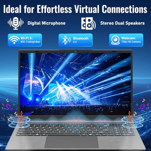 2025 Laptop Computer 15 15.6 Inch FHD, Windows 11 Pro with MS Office for School College Students Business, 8GB RAM, 256GB SSD, Dual-Core Intel Celeron(Up to 2.6GHz), Wi-Fi, Bluetooth, USB 3.2, Gray