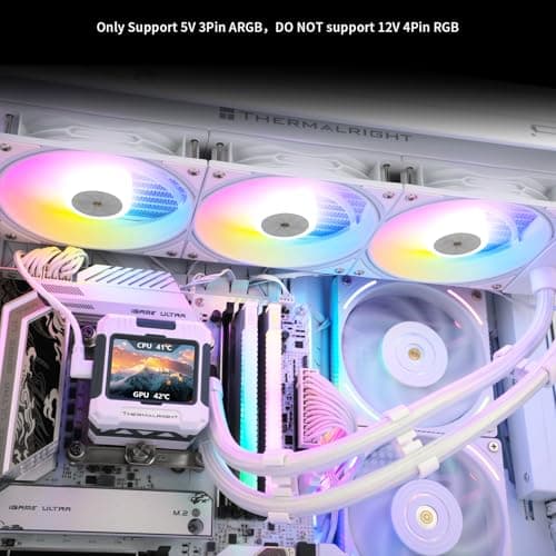 Thermalright FW 360 White ARGB-360mm AIO CPU Liquid Cooler,IPS LCD Screen with 320 * 240 Resolution,for AM4/AM5/Intel LGA1700,‘2.4 inch’Magnet-Absorbent LCD Screen for Images -White