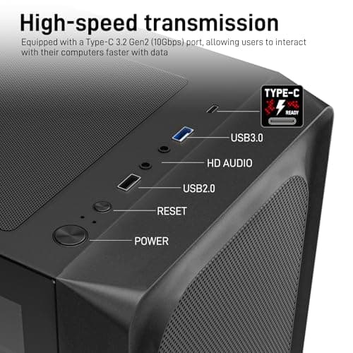 DARKROCK EC2 Black ATX Mid Tower PC Case, Type-C Ready, Supports 50 Series Graphics Cards, Tempered Glass Side Panel, up to 8 x 120mm Cooling Fans & 1 x 360mm Radiator, 1 x Pre-Installed Fan
