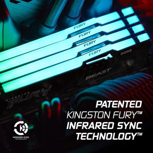 Kingston Fury Beast RGB 64GB (2x32GB) 6000MT/s DDR5 CL30 Desktop Memory | AMD Expo | Plug N Play | Kit of 2 | KF560C30BBEAK2-64