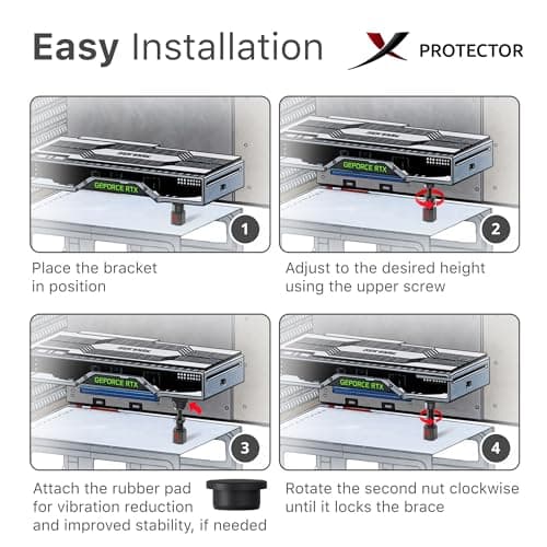 X-Protector GPU Support Bracket - Small GPU Sag Bracket 1" - 2" - Premium GPU Stand with Rubber Pad - Ideal Graphics Card Support for The Most Set Ups!