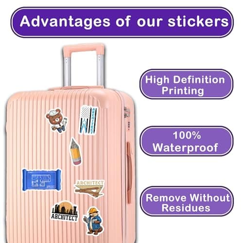 50 PCS Architect Pack Stickers Work Funny Vinyl Decals Waterproof for Adults Men Women Decor Laptop Computer Notebook Phone Cases Map Architecture Graphics Labels Art Jobs