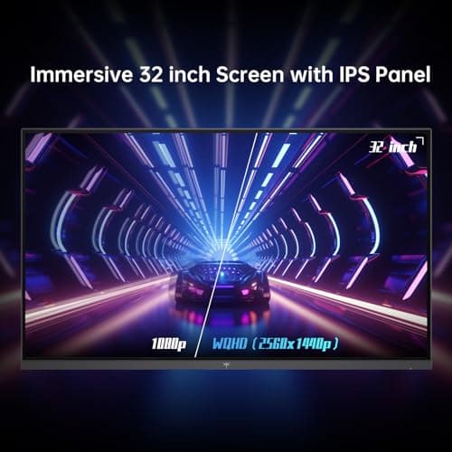 32 Inch 2K Monitor, 1440P IPS Computer Monitor, 100Hz Frameless QHD PC Monitor for Office & Gaming, Eye Care, G-Sync/FreeSync, 109% sRGB, HDR, HDMI/DP, Tilt Adjustable, VESA Mountable, H32T13