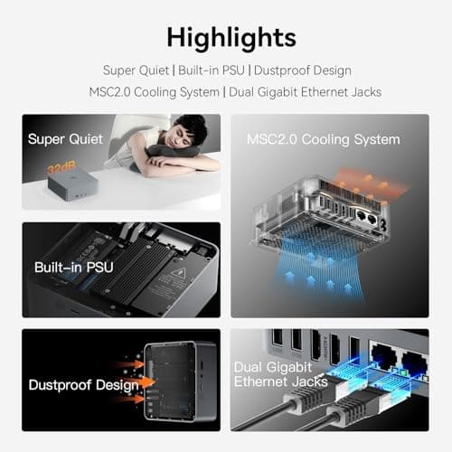Beelink EQR6 Mini PC AMD Ryzen 7 6800U, 32GB LPDDR5 1TB PCIE4.0 SSD Dual LAN Mini Computer with AMD Radeon 680M, Dual 4K Display/ USB3.2/ WiFi6/ BT5.2 / Home/Office/Gaming