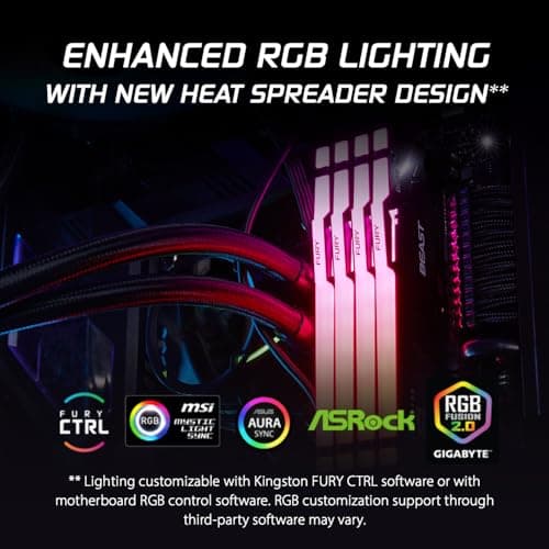 Kingston Fury Beast RGB 64GB (2x32GB) 6000MT/s DDR5 CL30 Desktop Memory | AMD Expo | Plug N Play | Kit of 2 | KF560C30BBEAK2-64