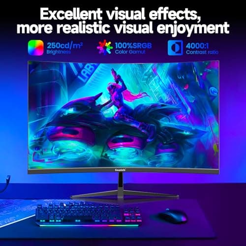 32 Inch Curved Gaming Monitor 240Hz, 1800R PC Monitor Full HD 1080P, Frameless Computer Dispaly with Freesync and Eye Care Technology, Wall Mountable