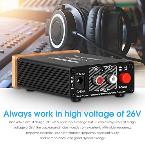 Douk Audio U3 Headphone Amps, Mini Hi-Fi Amplifier for Home Desktop PC 6.35mm / 3.5mm Headsets, Class A, RCA Input, DC 5V