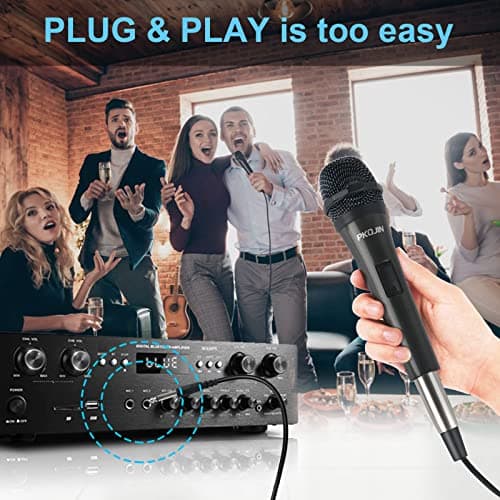 Dynamic Karaoke Microphone for Singing, Vocal Wired Microphone for Karaoke, Handheld Mic with 10 Ft Cable, Mics for Speaker with ON/Off Switch