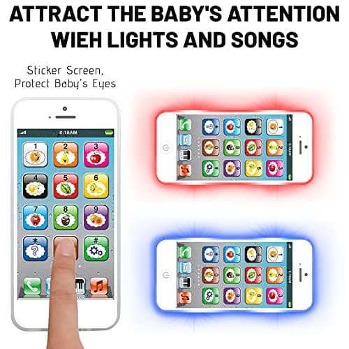 Toy Learning Play Cell Phone with 8 Functions and Dazzling Lights Interactive Toy for Toddler Baby Kids Boys Girls