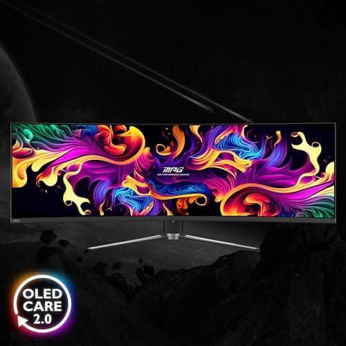 MSI MPG 491CQP QD-OLED 49" 32:9 DQHD 144Hz Curved OLED HDR Gaming Monitor, Metallic Black
