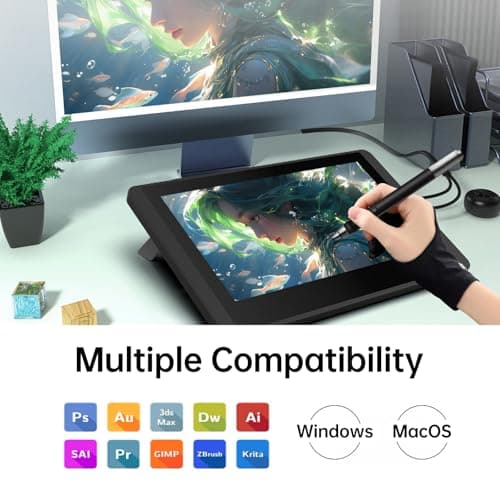 Bisofice Drawing Tablet with Screen, Graphics Tablet with Battery-Free Stylus, 11.6 inch Full-Laminated Graphic Drawing Monitor for Design, Digital Art, Illustration, Photo Editing, Support Win & Mac