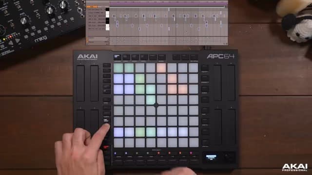 AKAI Professional APC64 Ableton MIDI Controller with 8 Touch Strips, Step Sequencer, 64 RGB Velocity-Sensitive Pads, CV Gates, MIDI In & Out, USB-C