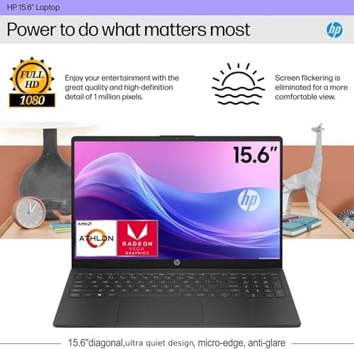 HP 15.6" FHD Laptop Computer Student and Business • The New Version for Everyday Use • AMD Dual-Core Silver CPU • 8GB RAM • 256GB PCIe • Type-C • RJ-45 • 1Yr Office 365 • Windows 11 Pro
