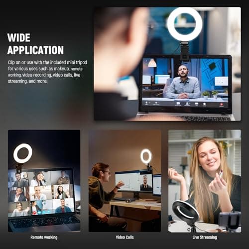 NEEWER Basic 5" Ring Light for Video Conference Lighting, Clip on Light Kit with Desk Tripod Stand for Monitor Laptop Computer Zoom Call Live Streaming Remote Working Learning Video Recording, BR60