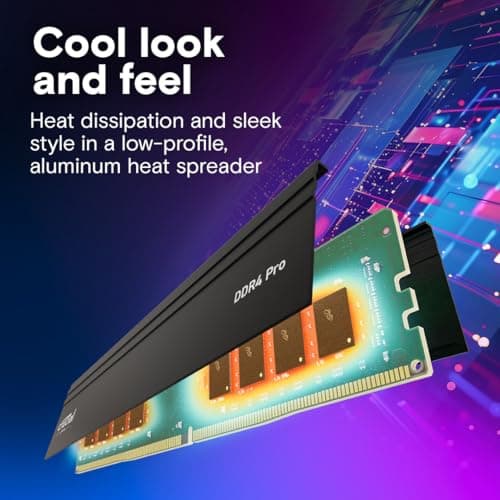 Crucial Pro 32GB DDR4 RAM Kit (2x16GB), High-Performance 3200MHz (or 3000MHz or 2666MHz) Desktop Memory UDIMM 288-Pin, Compatible with Intel and AMD Ryzen - CP2K16G4DFRA32A