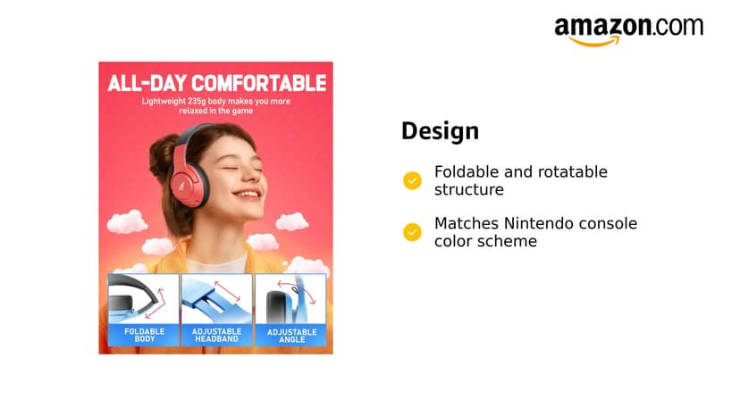 CG-01 2.4Ghz Wireless Gaming Headset for Nintendo Switch丨OLED丨Lite, Bluetooth 5.4 Gaming Headphones with Noise Cancelling Microphone, 40Hr Battery, USB & Type-C Connector for PS5, PS4, PC, Laptop, Mac