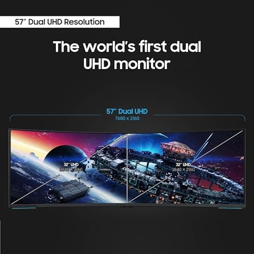 Samsung 57" Odyssey Neo G9 Series Dual 4K UHD 1000R Curved Gaming Monitor, 240Hz, 1ms with DisplayPort 2.1, Quantum Mini-LED, DisplayHDR 1000, AMD FreeSync Premium Pro, LS57CG952NNXZA