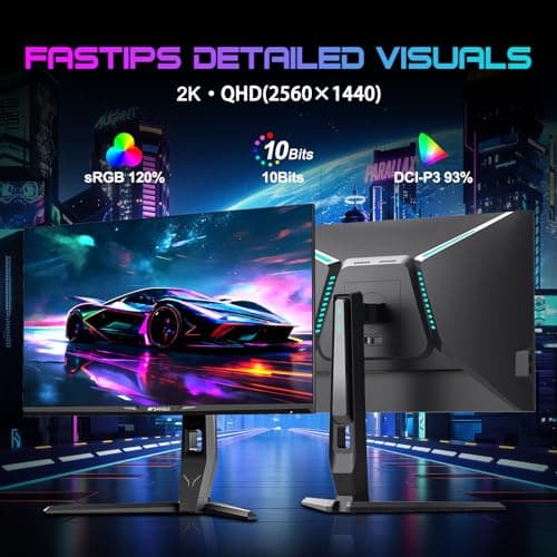 SANSUI 27 inch WQHD 180Hz Gaming Monitor 1440P-AMD FreeSync 1ms DCI-P3 93% Fast IPS Computer Monitor,Height Adjustable Vertical/Horizontal Rotating, 2×DisplayPort/HDMI 丨HDR丨Low Motion Blur