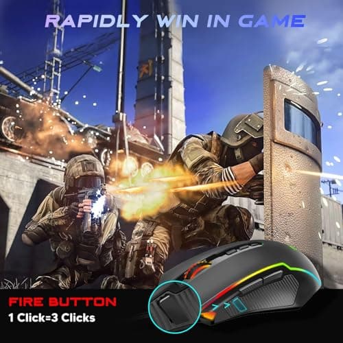 Redragon Gaming Mouse, Wired Gaming Mouse with RGB Backlit, 8000 DPI Adjustable, Mouse with 9 Programmable Macro Buttons & Fire Button, Software Supports DIY Keybinds, M910-K
