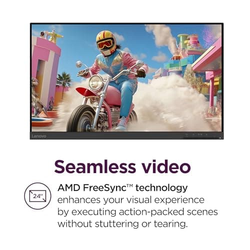 Lenovo D24-40 Monitor, 23.8" FHD Display, Tilt Stand, HDMI and VGA Ports, 75Hz Refresh Rate, AMD FreeSync, 250 nits, Raven Black