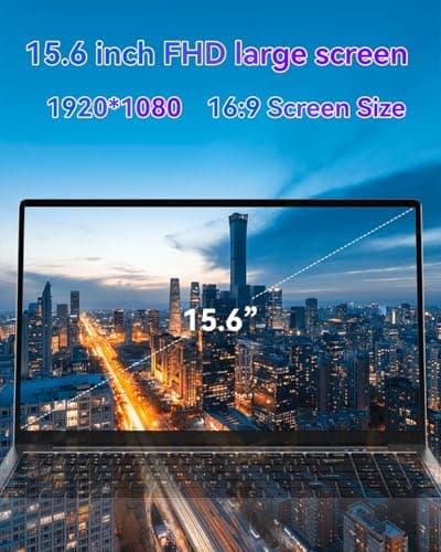 15.6" Laptop PC- Quad-Core N95 Processor (Up to 3.4GHz) Laptop Computer 16GB DDR4 512GB SSD, Students Business Laptop Support Touch ID,WiFi, BT4.2, HDMI, USB 3.0