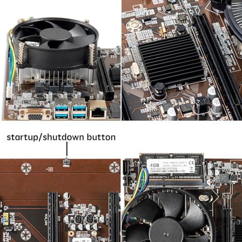 GPU Mining Rig Complete Mining Server Case for Ethereum/ETH Crypto Mining Prebuilt 8 GPU Mining Motherboard, 1800W PSU, 8 Cooling Fans, 4GB RAM,(without GPUs) -Black