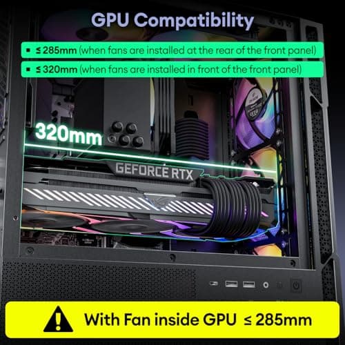 Micro ATX Case, 4 × 120mm ARGB Non-PWM Case Fans Pre-Installed, MATX PC Case, Temper Glass Side Panel, with Type-C, Black, Cypress 3 ARGB