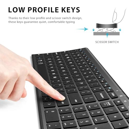 iClever BK10 Bluetooth Keyboard, Universal Bluetooth 5.1 Wireless Keyboard with Number Pad, Ergonomic Design, Multi-Device Compatibility, Stable Connection for Mac, iPad, iPhone, Android, Windows