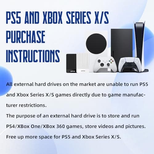 Portable External Hard Drive Storage Expansion Mobile HDD USB 3.0 USB-C for PC, Mac, Desktop, Laptop, PS4, PS5, Xbox One X/S, Xbox 360, Xbox Series X/S, Office & Game (Black, 1TB)