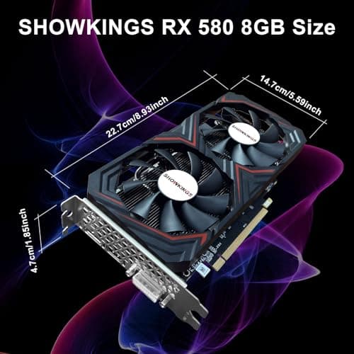 Radeon RX 580 8GB Graphics Card, 256Bit 2048SP GDDR5 AMD Video Card for Pc Gaming, DP HDMI DVI-Output, PCI Express 3.0 with Dual Fan for Office and Gaming