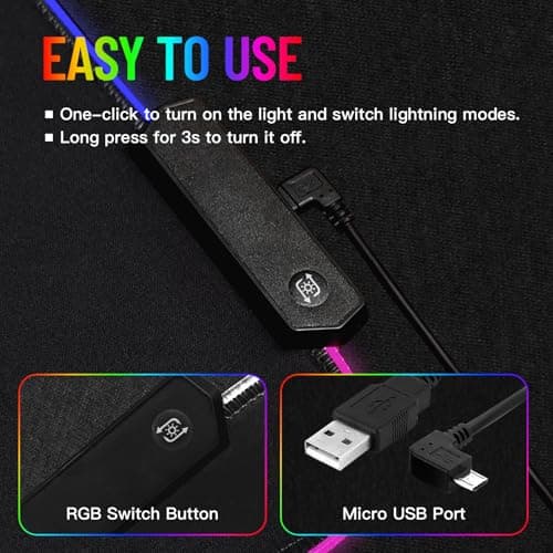 RGB Mousepad LED Desk Mat Gaming Large Keyboard Cute Desktop Computer Laptop 14 Light XXL Long Giant Big Cool Modern Design Unique for Men Boys Gamer Oversized Wide 30x12'' Mousepad, Topo
