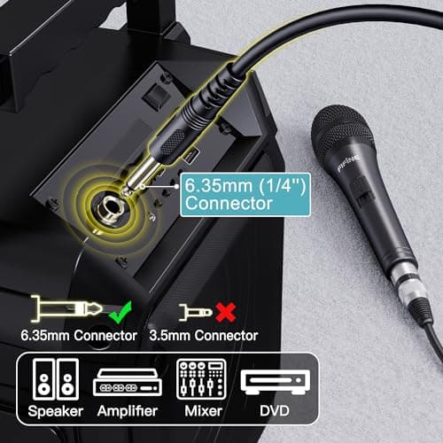 Fifine Karaoke Microphone, Dynamic Vocal Microphone for Speaker, 6.35MM Wired Handheld Mic with On and Off Switch and14.8ft Detachable Cable-K6