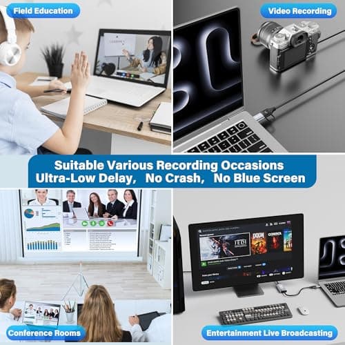 4K Audio Video Capture Card,1080P 60FPS/2K 30FPS HDMI to USB-C with USB A 3.0 Adapter, for Teaching, Gaming, Streaming, Broadcasting,Work with PS5/Switch/Camera/PC/OBS
