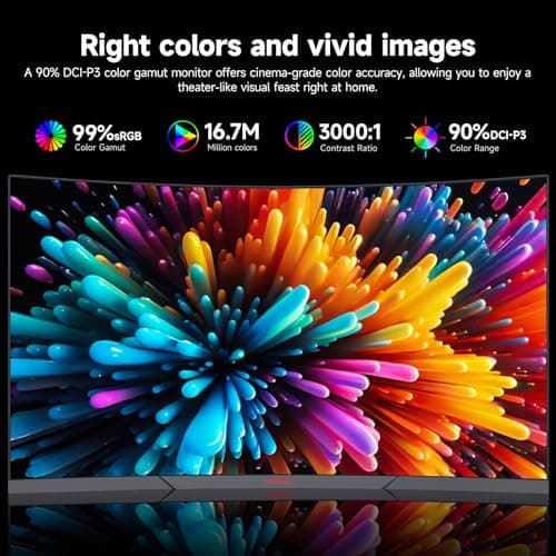 KOORUI 27 inch Curved Gaming Monitor 180Hz FHD 1080P Computer Monitor,VA 1500R Display,Eye Care,Adaptive Sync,DisplayPort1.2& HDMI2.0,VESA Compatible,Tilt Adjustable,Black